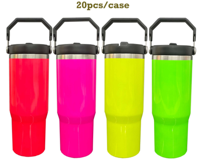 30oz Neon Colors Blank Sublimation 30oz Flip Straw Water Bottle Tumbler-CNLCA