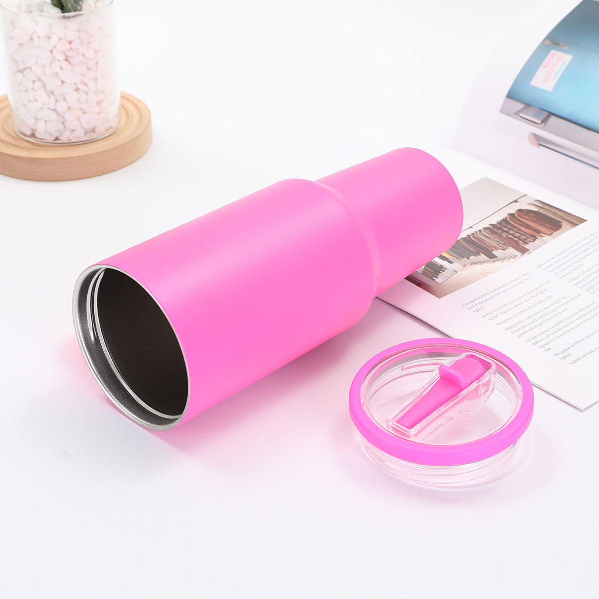 30oz 40oz Powder Coated Stainless Steel Flip Straw Lid Tumbler-CNLCA