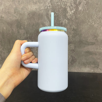 6Pack/12Pack 16oz Rainbow Plated Underneath Powder Coated Stainless Steel Metal Tumbler Cup with Handle-CNLCA