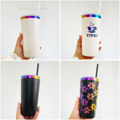 20oz Rainbow Plated Powder Coated Tumbler for Laser Engraved-CNLCA