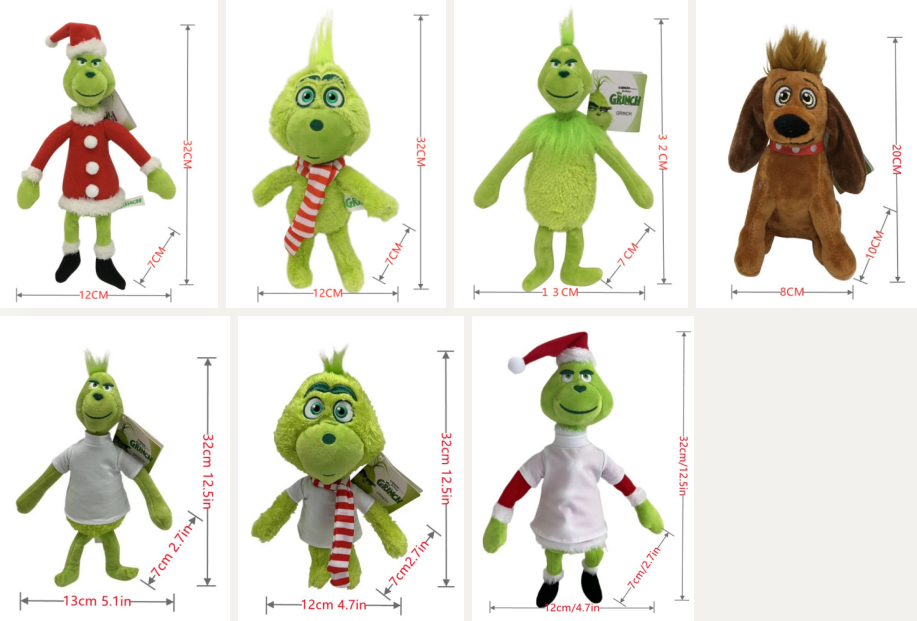 Sublimation Grinch Dolls Grinch Girl Dog Doll for Christmas-CNLCA