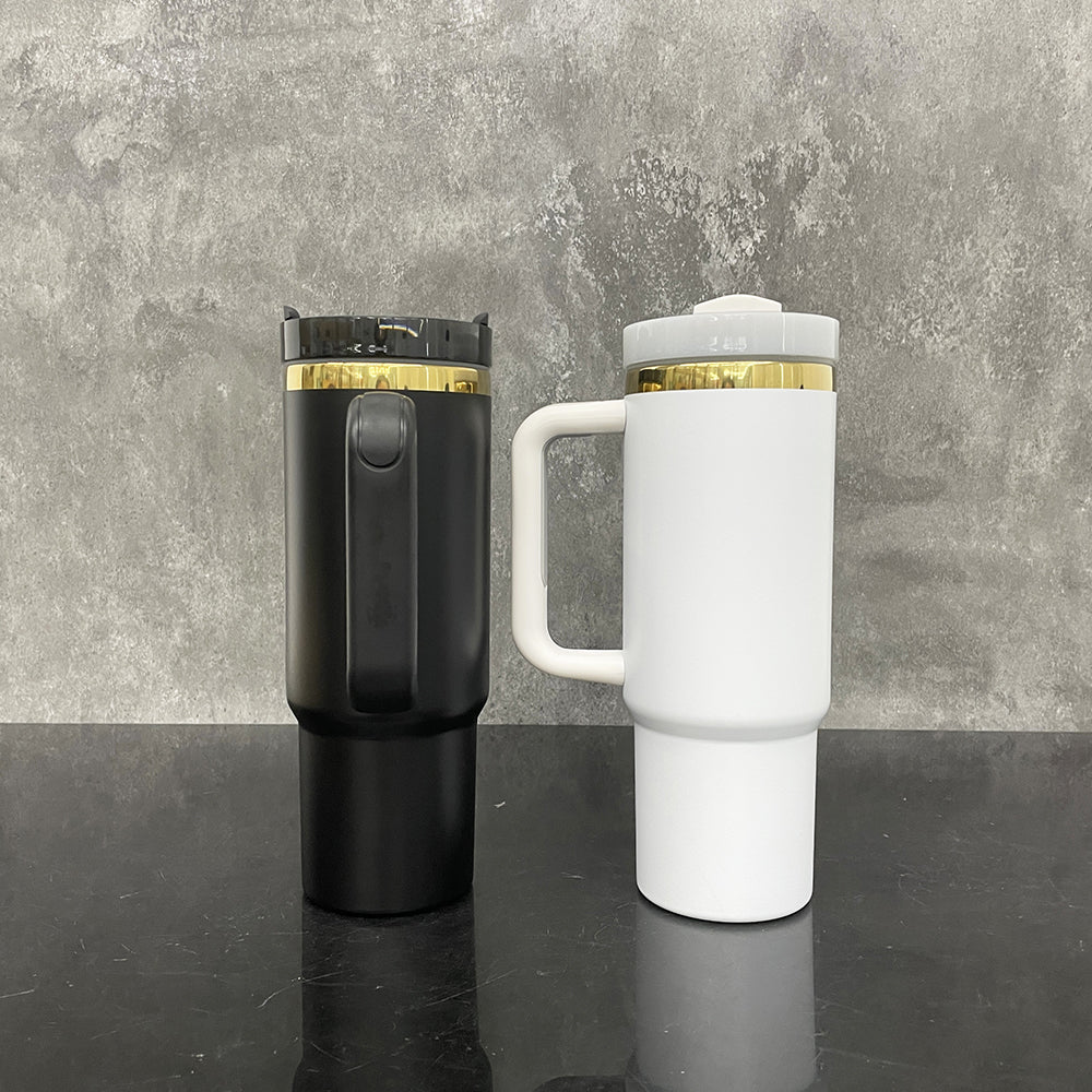 30oz Mirror Gold Plated Underneath Powder Coated H2.0 Quencher Tumblers For Laser Engraving -CNLCA
