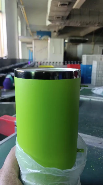 40oz Black Plated Underneath Bright Lime Green Color Powder Coated Tumblers for Laser Engrave-CNLCA
