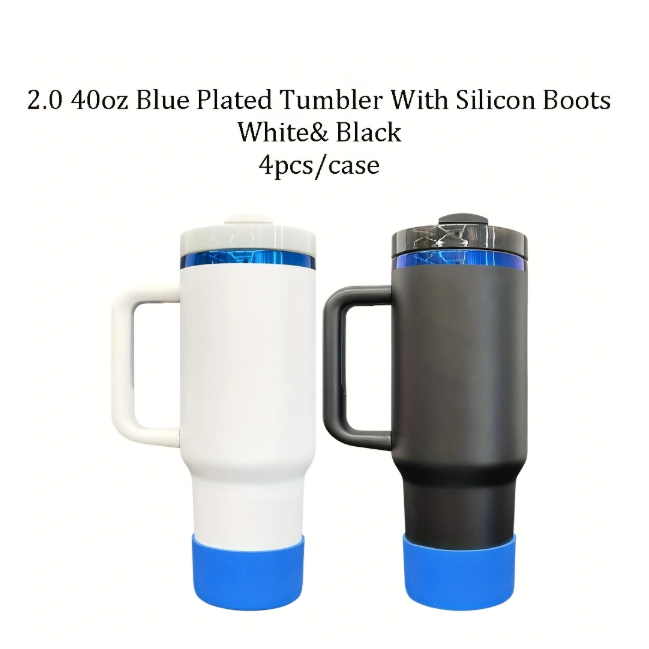 4Pack/8Pack/12Pack 40oz Blue Plated Underneath Powder Coated H2.0 Quencher Tumblers For Laser Engraving-CNLCA