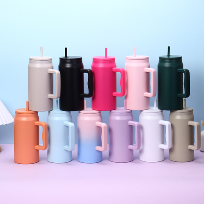 50oz Colorful Powder Coated Stainless Steel Tumbler With Handle-CNLCA