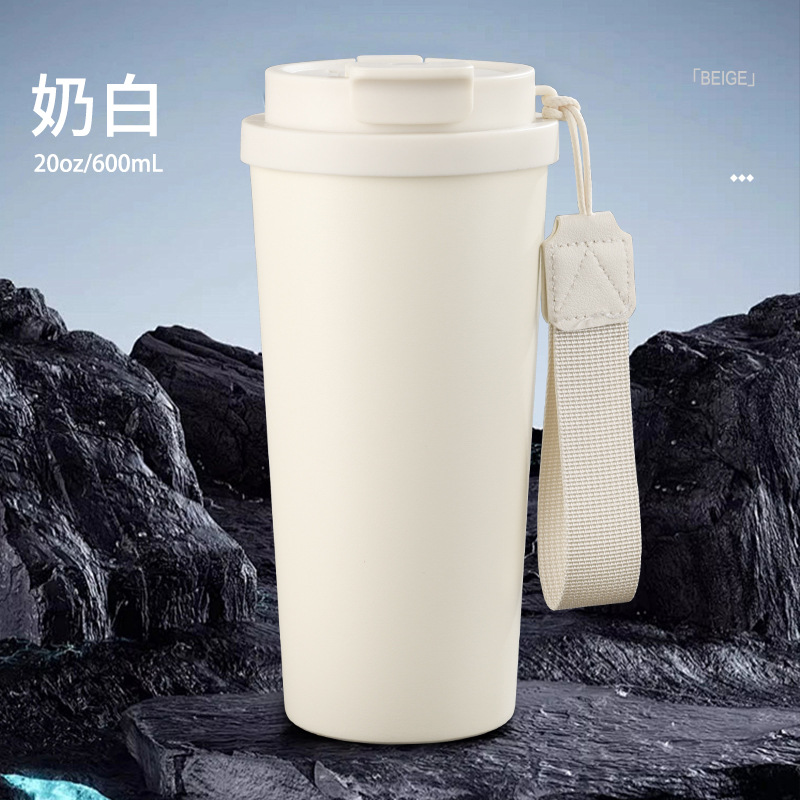 20oz/600ml Stainless Steel Car Tumbler Straw Coffee Cup with Carrying Strap-CNLCA