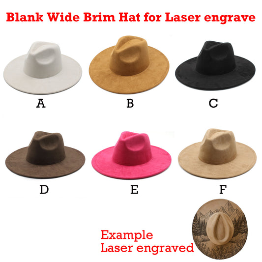 Men Women Western New Style 9.5cm Large Brim Suede Hat for Laser-CNLCA