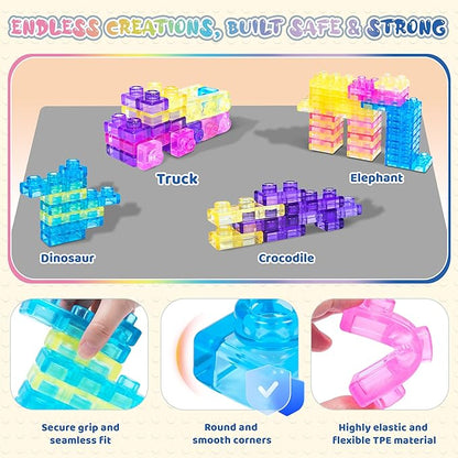 Jelly Blox Style Soft Jelly Building Blocks Magic Gummy Bloc Toy for Toddlers Kids-CNLCA