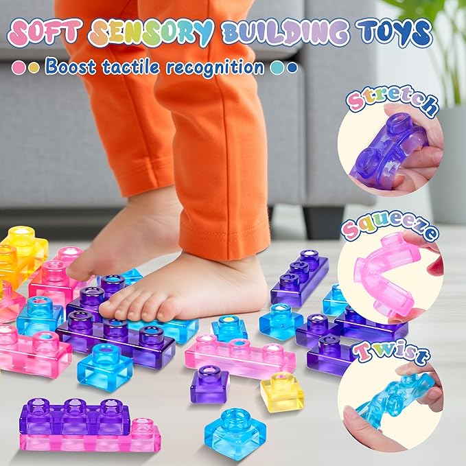 Jelly Blox Style Soft Jelly Building Blocks Magic Gummy Bloc Toy for Toddlers Kids-CNLCA