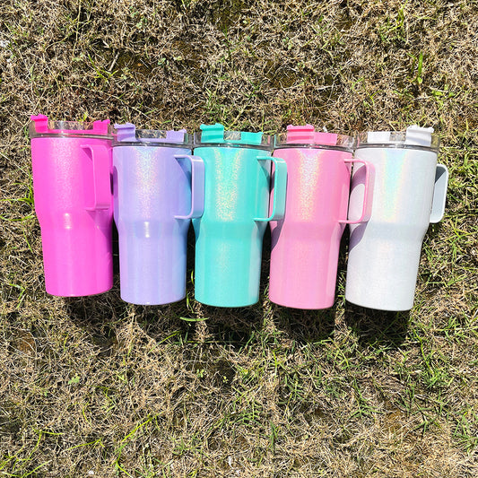 20oz Blank Sublimation Shimmer Kids Sparkly Stanley Style Tumbler With Handle- USLCA