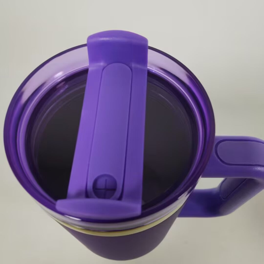 Custom 40oz Mirror Gold Plated Underneath Quencher Dark Purple Powder Coated Tumbler For Laser-CNLCA