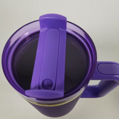 Custom 40oz Mirror Gold Plated Underneath Quencher Dark Purple Powder Coated Tumbler For Laser-CNLCA