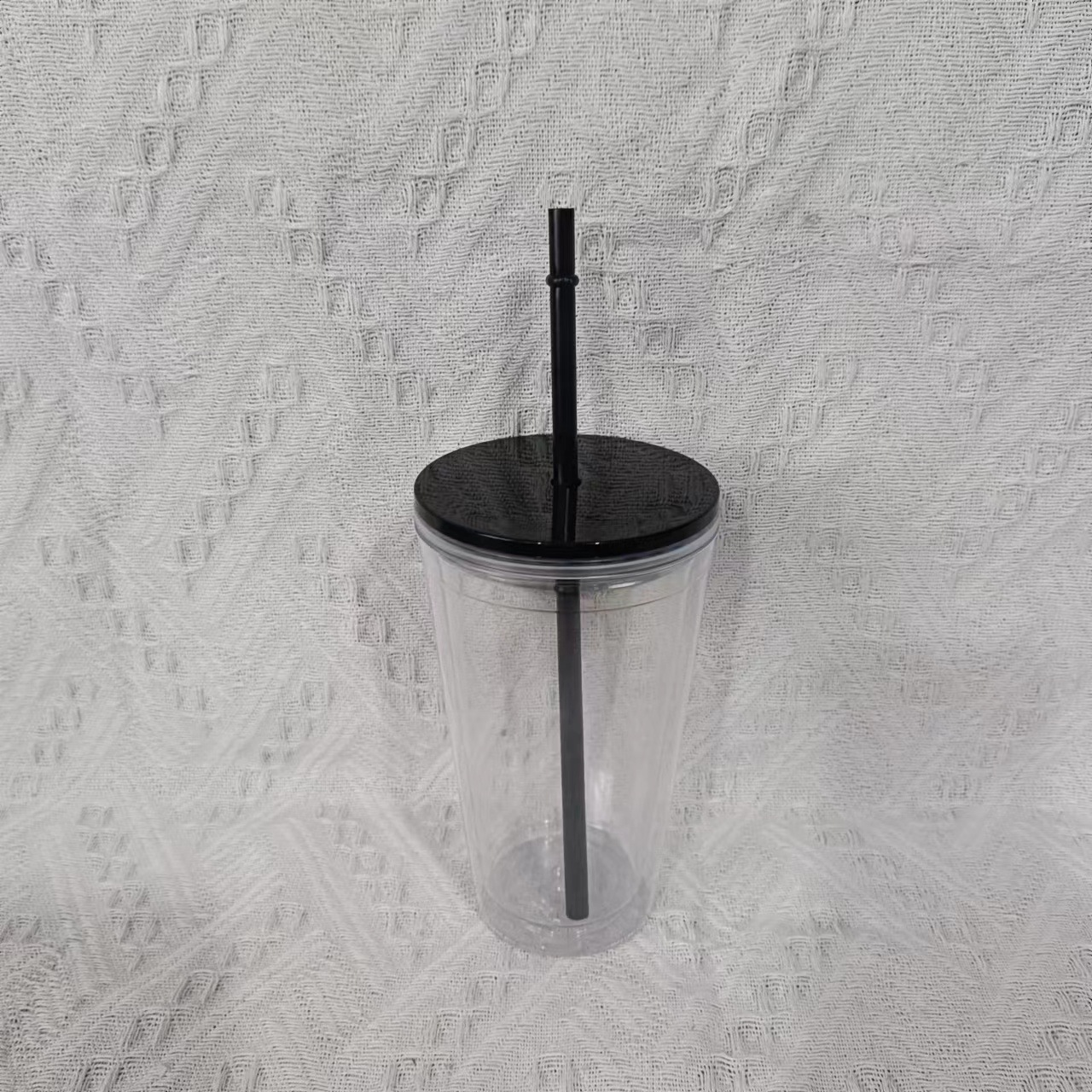 16oz Double Wall Snow Globe Tapered Plastic Cup Tumbler with Pre-drilled Hole and Plug Color Lid-CNLCA