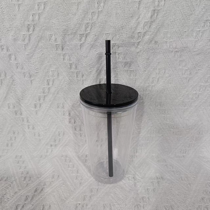 16oz Double Wall Snow Globe Tapered Plastic Cup Tumbler with Pre-drilled Hole and Plug Color Lid-CNLCA