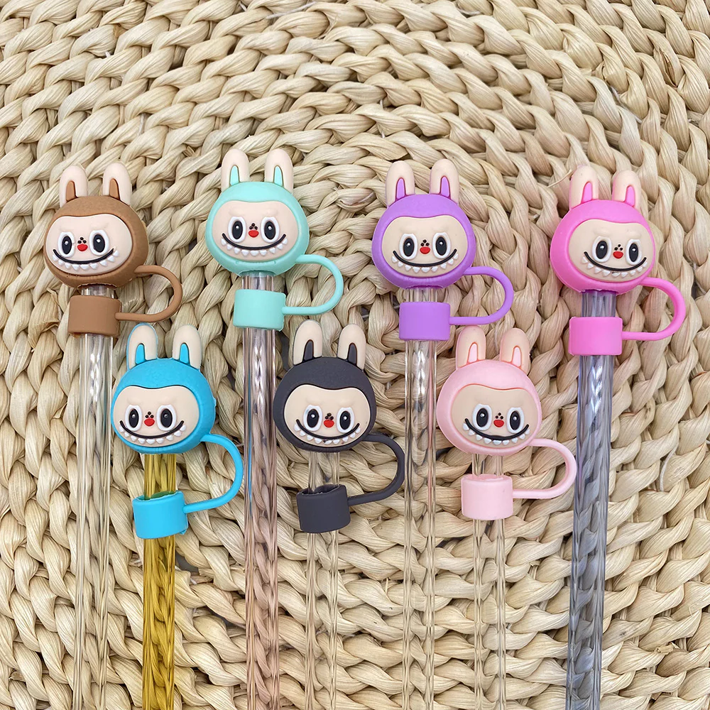 Cute LABUBU 10mm Straw Toppers Dust-proof Plug Straw Caps for Tumblers -CNLCA