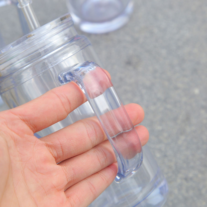 12oz Inner 16oz Outer Double Wall Snow Globe Plastic Acrylic Cup Tumbler with Handle Pre Drilled Hole and Plug-CNLCA