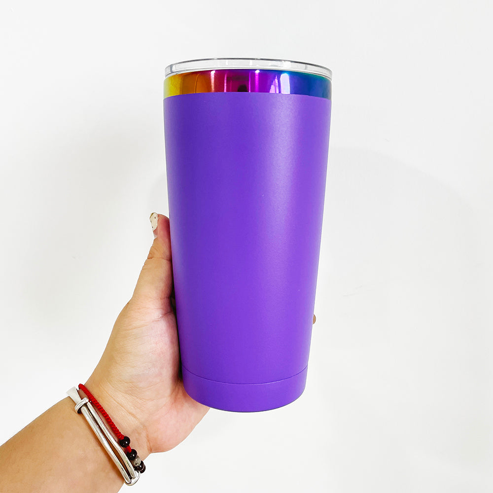 4Pack/8Pack/12Pack Yeti Power Coated 20oz Rainbow Plated Tumblers With Colorful Straws for Laser Engraving-CNLCA