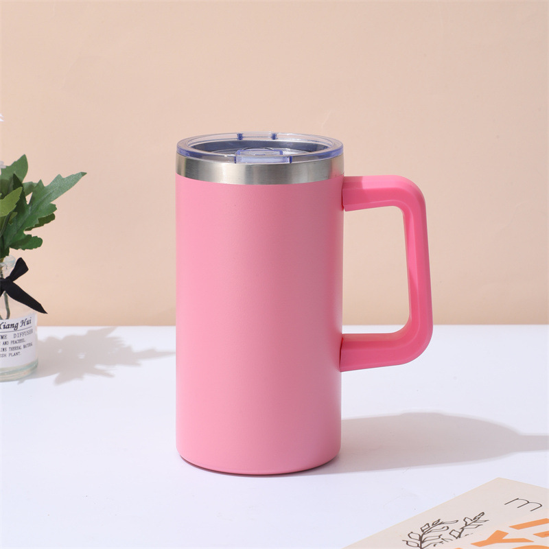 25Pack 20oz Powder Coated Chubby Stainless Steel Insulated Coffee Tumbler Mug with Removable Handle For Laser-CNLCA