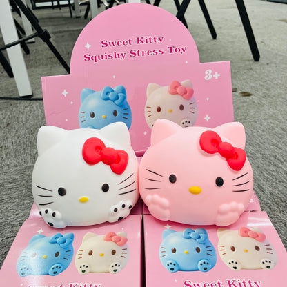 Large Kawaii Jumbo Sweet Hello Kitty Squishy Stress Toy Soft Giant Kitty Cat Squeeze Fidget Ball Anxiety Relief Gift for Girls Kids Adults-CNLCA
