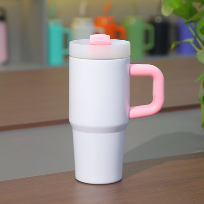14oz White Blank Sublimation School Kids Tumbler with Color Handle-CNLCA