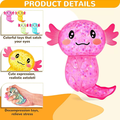 Cute Glitter Axolotl Squishy Slow Rising Maltose Stress Relief Squeeze Toys Malt Sugar Axolotl Fidget Toy for Kids Adults-CNLCA