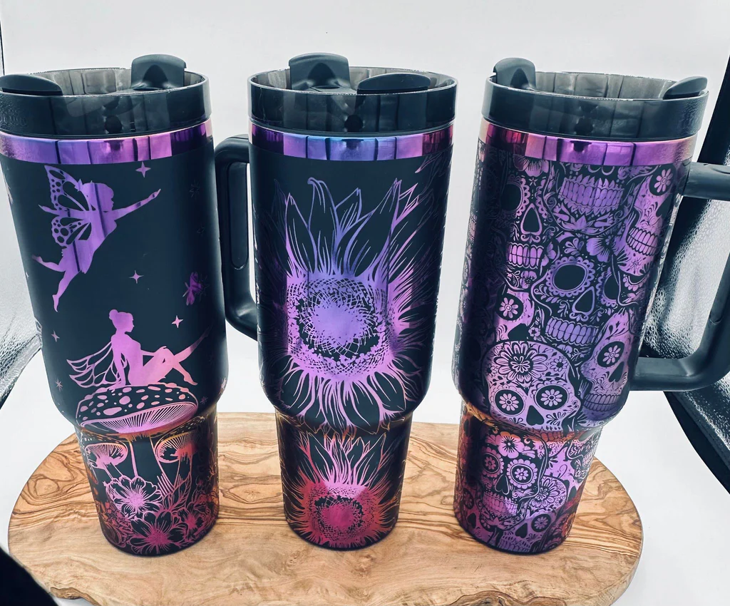 💜40oz Purple Underneath Powder Coated H2.0 Quencher Tumblers For Laser Engraving -CNLCA