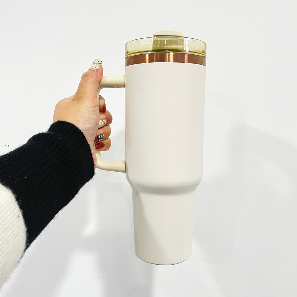 4Pack/8Pack/12Pack 40oz H2.0 Stanley Style Cream Color Copper Plated Quencher Tumbler for Laser Engraving-USLCA