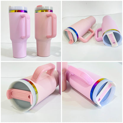 Valentine's Day & Mother's day H2.0 40oz Rainbow Plated Powder Coated Pink Tumbler for Laser Engraved-CNLCA