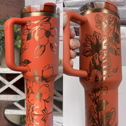 40oz Copper Plated Underneath Maple Leaf Red Powder Coated H2.0 Quencher Tumblers For Laser Engraving -CNLCA