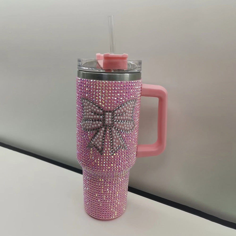 40oz Football/ Bow/Ombre Gradient Color Rhinestone Bling Quencher Tumbler-CNLCA