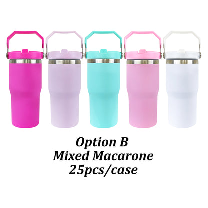 20oz Macaron Color Matte Sublimation School Kids Flip Straw Tumbler Water Bottle-CNLCA