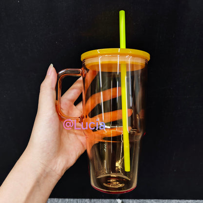 20oz Clear Frosted Jelly Color Blank Sublimation Beer Glass Mug With Handle -CNLCA