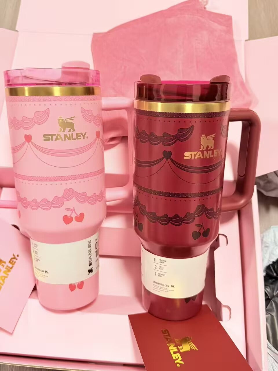 Red Pink 40oz Valentine’s Day Stanley Style Quencher Flowstate Tumbler-CNLCA