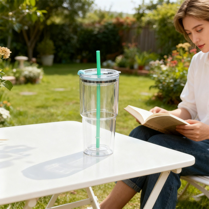 40Pack 17oz Colorful Double Wall Pre Drilled Snow Globe Plastic Tumbler Snowglobe Cup-CNLCA