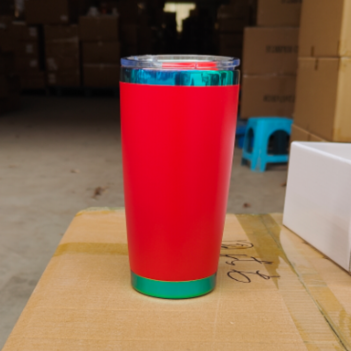 20oz Magnetic Lid Mirror Green Plated Underneath Powder Coated Stainless Steel Coffee Tumbler-CNLCA