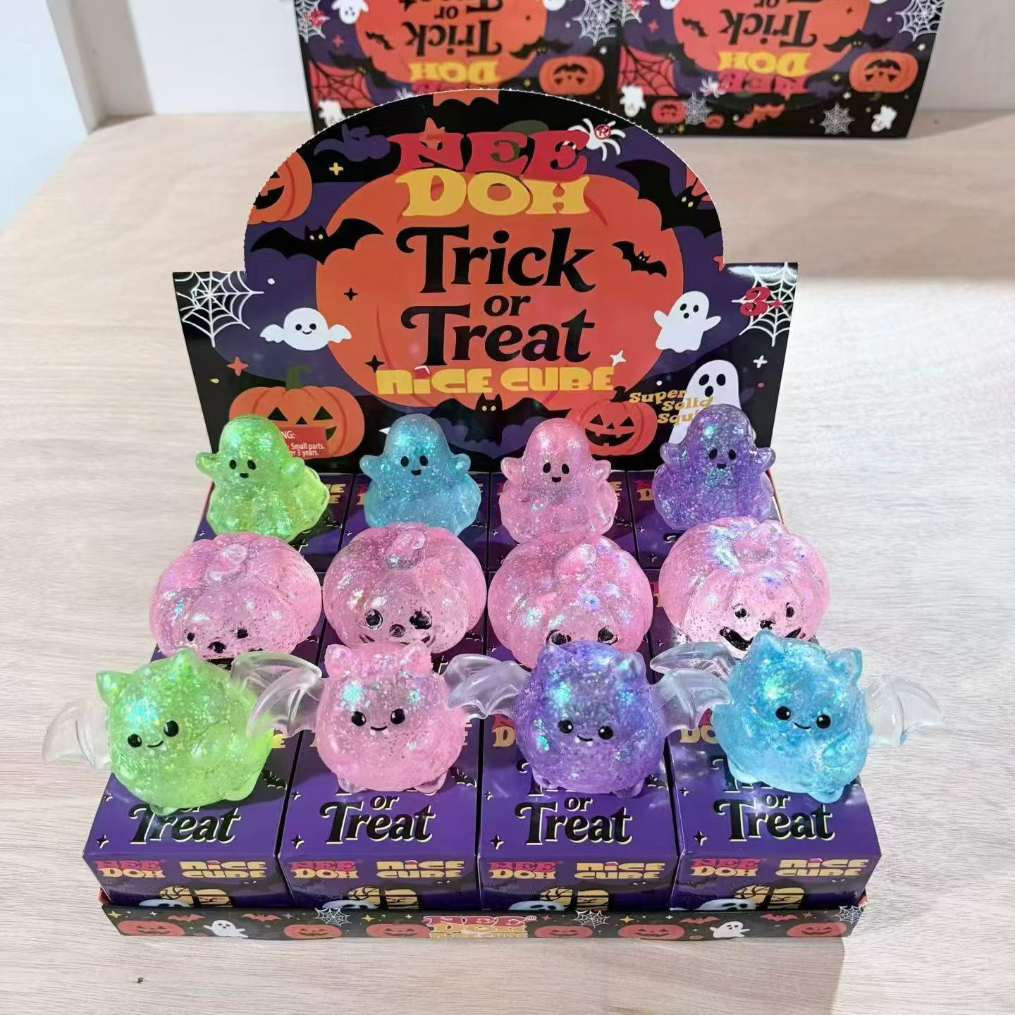 Needoh Style Maltose Filled Halloween Pumpkin Bat Ghost Squishy Slow Rising Squeeze Fidget Toy Stress Relief Sensory Play Gift-CNLCA