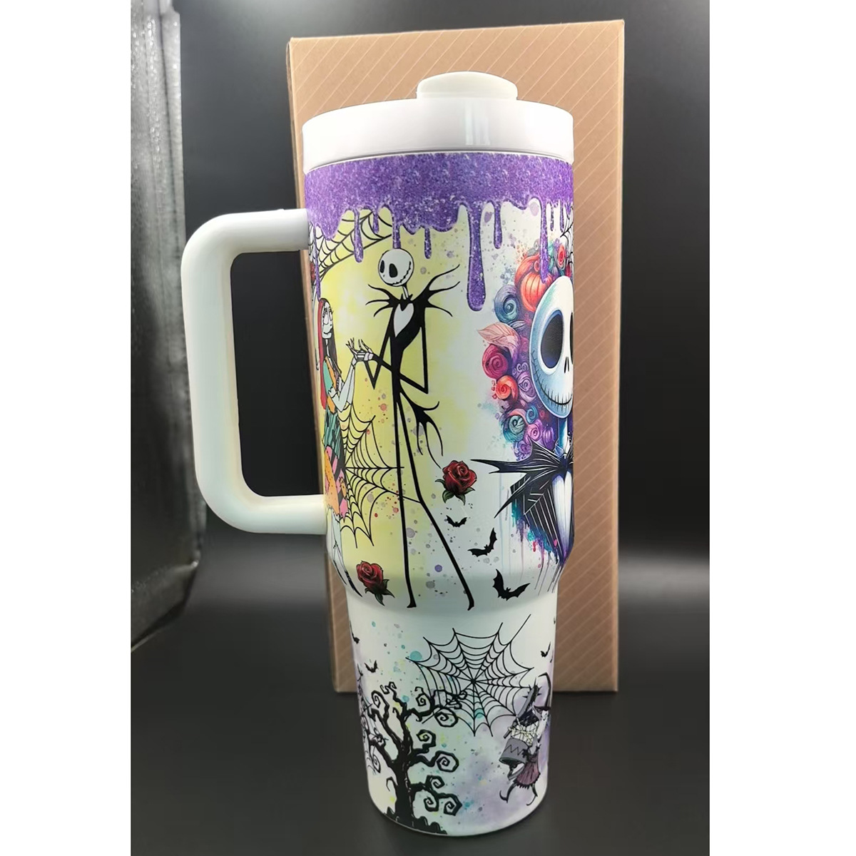 40oz Glow in the Dark Halloween Design Stainess Steel Stanley Style Quencher Tumbler-CNLCA