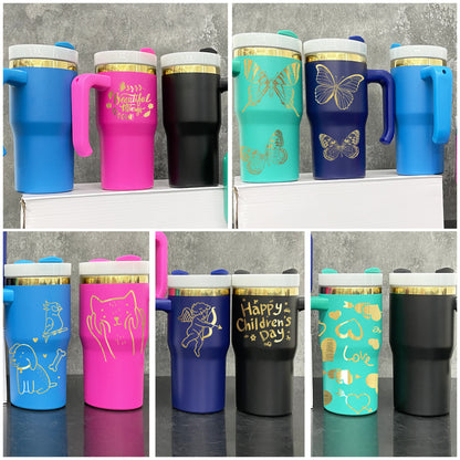 H2.0 Powder Coated Kids 20oz Gold Plated Underneath Tumbler Mug For Christmas-CNLCA