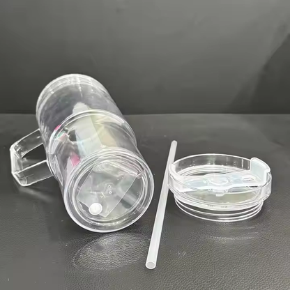 20 Pack 40oz Colorful Lid Pre Drilled Snow Globe Tumbler Double Wall Plastic Cups Mug-CNLCA