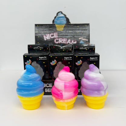 72Pack TPR Ice Cream Cone Squishy Toy Soft Squeeze Stress Relief Fidget Toy for Kids-CNLCA