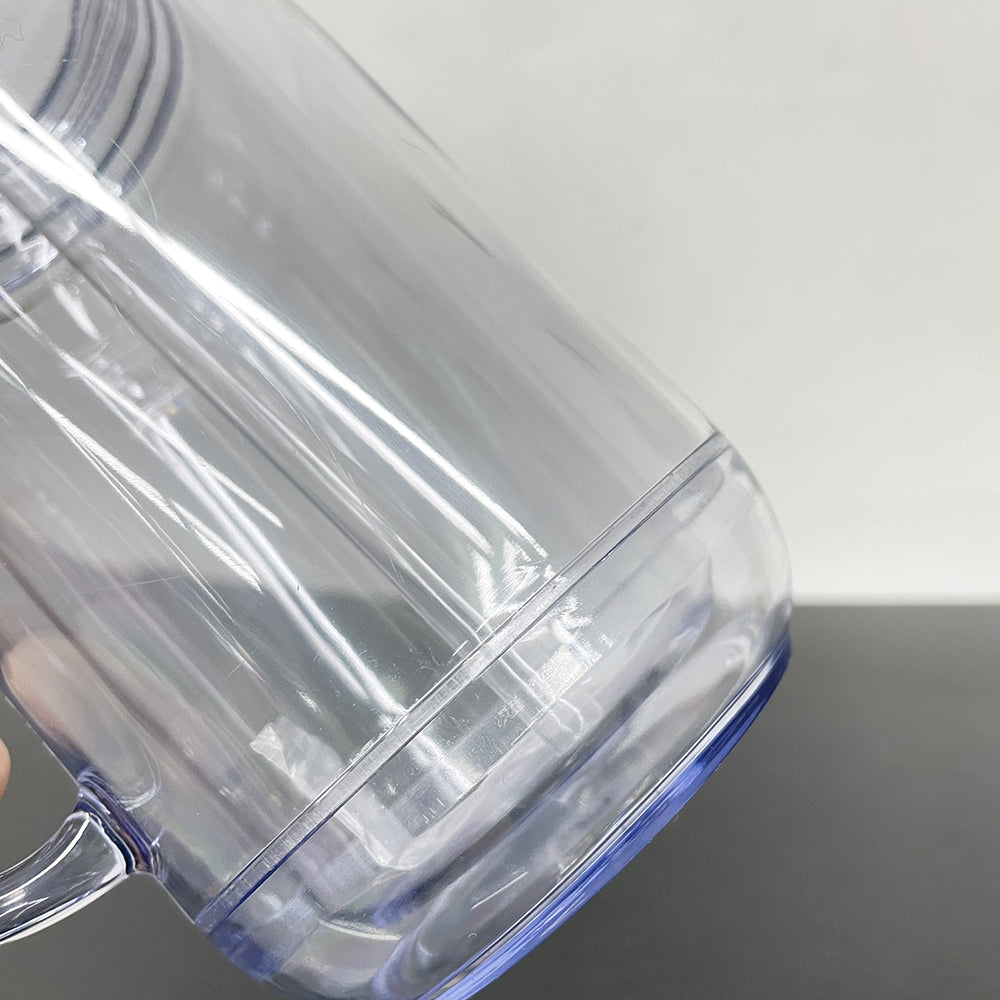 20oz Pre-drilled Double Wall Snow Globe Plastic Mason Jar With Handle and Plug-CNLCA