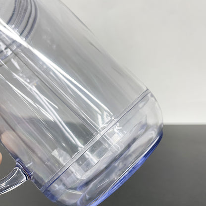 20oz Pre-drilled Double Wall Snow Globe Plastic Mason Jar With Handle and Plug-CNLCA