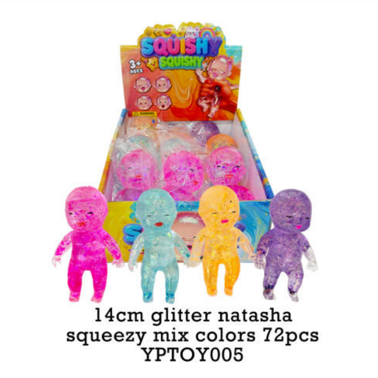 14cm Glitter Natasha Squeezy Stress Relief Squishy Toy Soft Squeeze Toys-CNLCA
