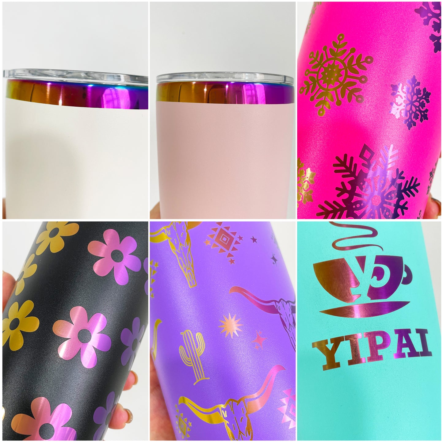 20oz Rainbow Plated Powder Coated Tumbler for Laser Engraved-CNLCA