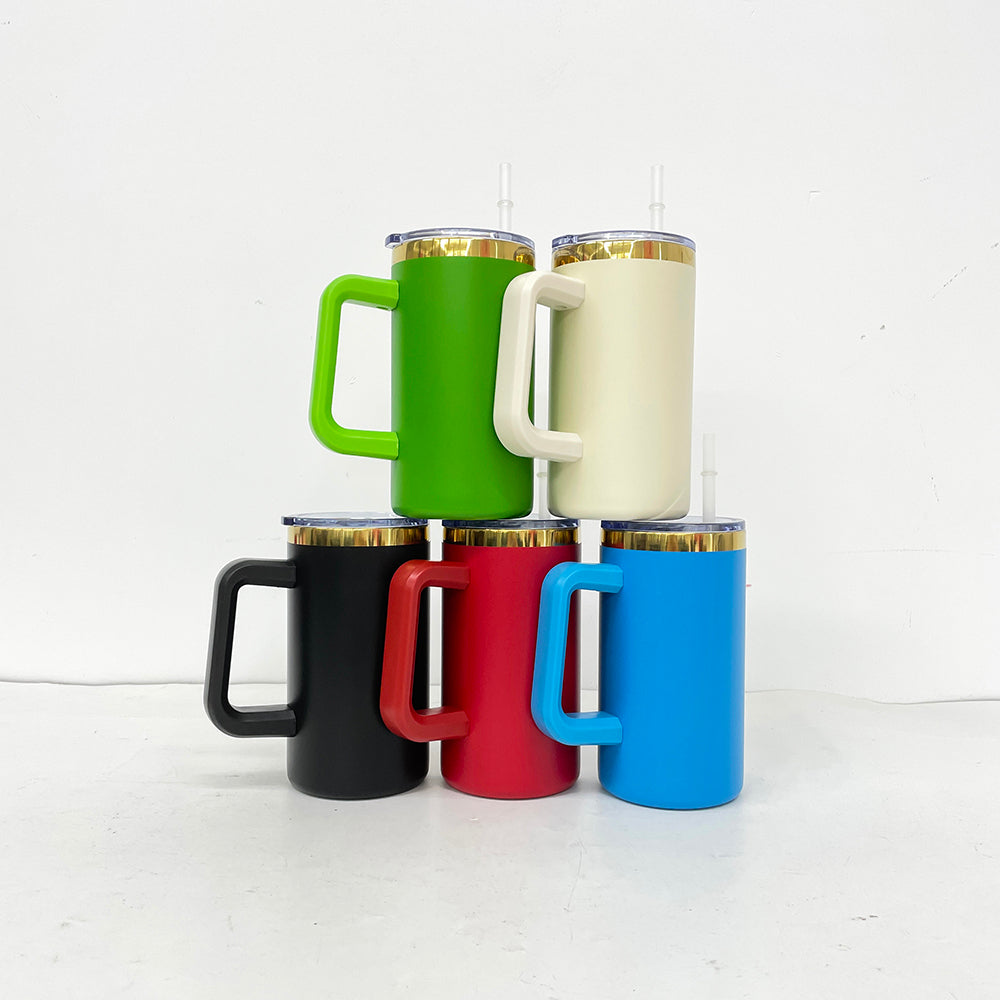 20oz Christmas Chubby Gold Plated Underneath Coffee Tumbler Mug with Removable Handle for Laser-CNLCA