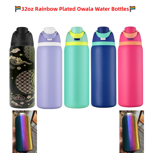 25Pack 32oz Owala Style Rainbow Plated Underneath Powder Coated Stainless Steel Tumbler Water Bottle for Laser-CNLCA