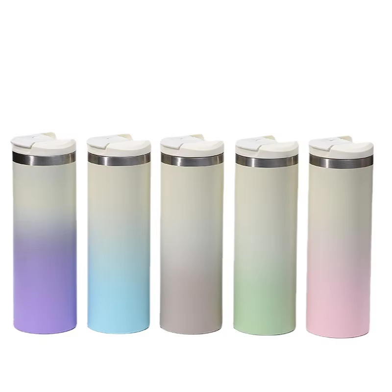 500ml 17oz Ombre Color Double Wall Stainless Steel Straight Tumbler Cup for Laser Engrave-CNLCA
