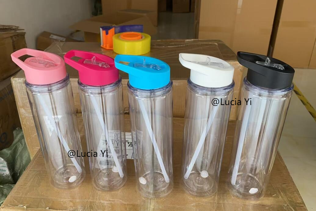 15oz 500ml Double Wall Blank Snow Globe Kids Plastic Cup Water Bottle-CNLCA