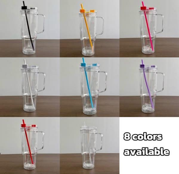 20 Pack 40oz Colorful Lid Pre Drilled Snow Globe Tumbler Double Wall Plastic Cups Mug-CNLCA