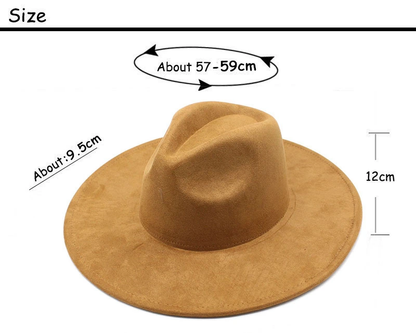 Men Women Western New Style 9.5cm Large Brim Suede Hat for Laser-CNLCA